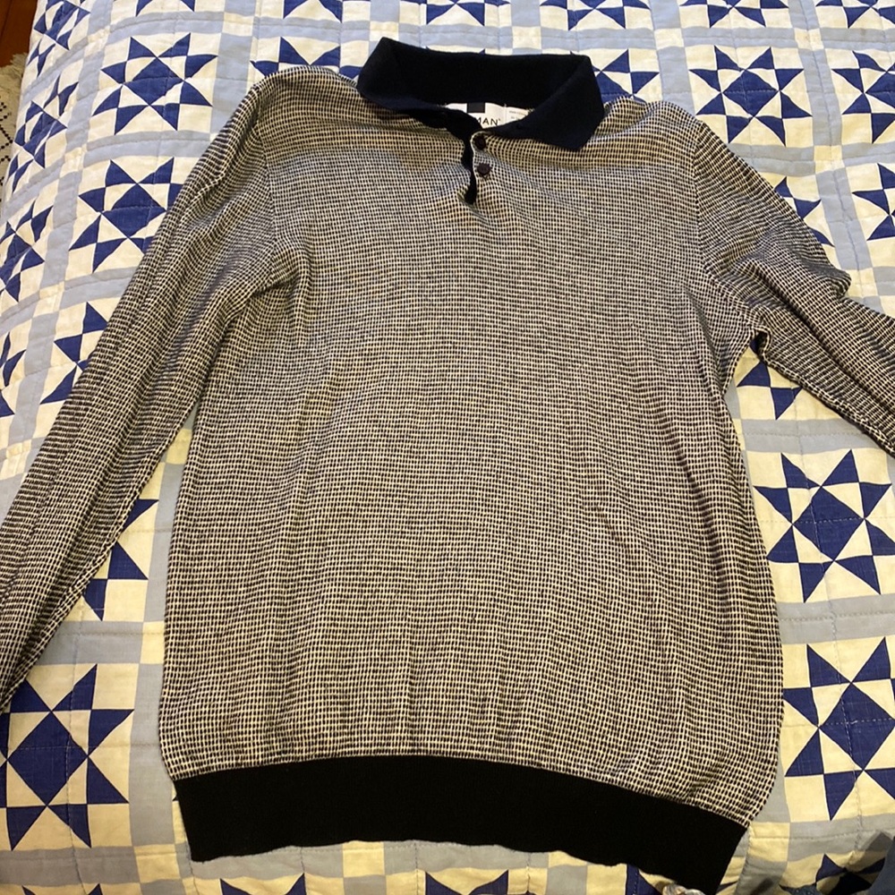 Lightly worn, button polo, long sleeve